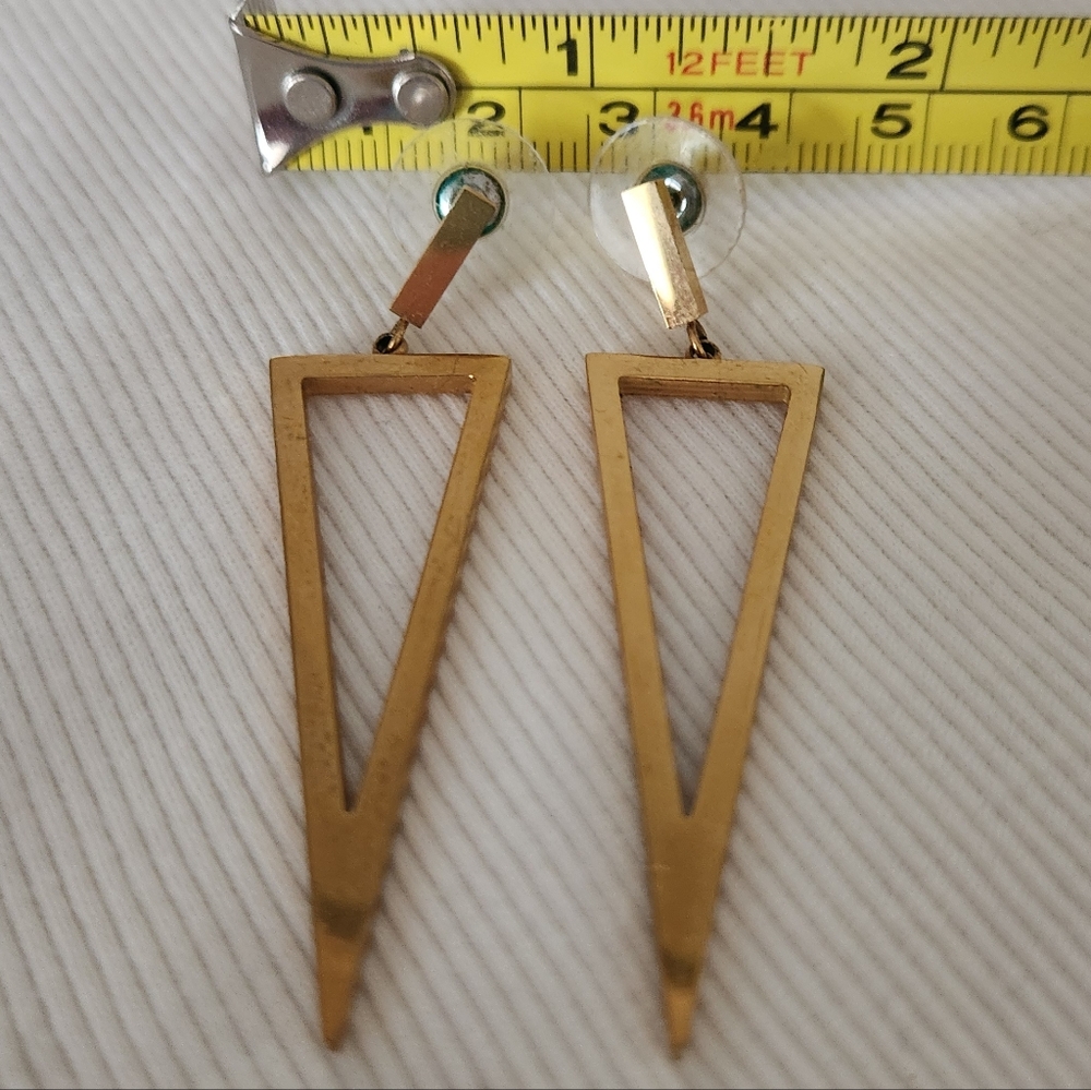 Gold Triangle Drop Earrings